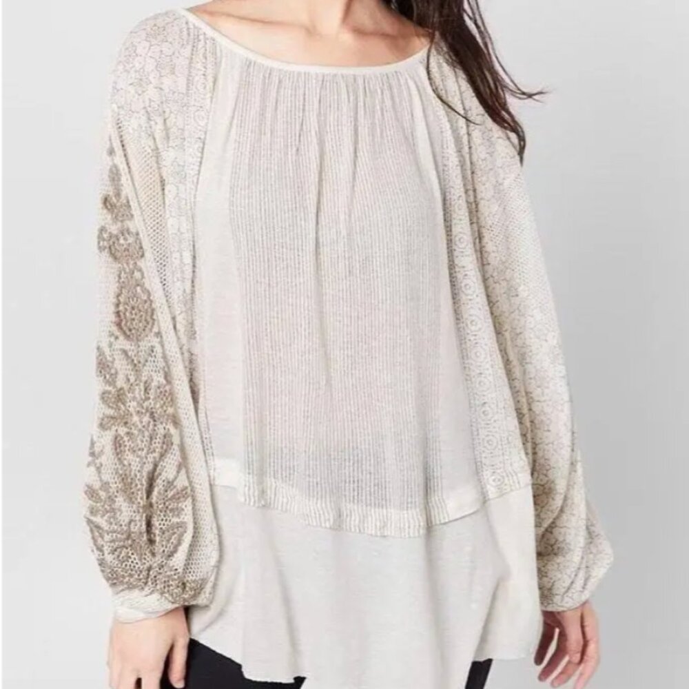 Free People NWT Indigo Dreams Embroidered Tunic Size XS